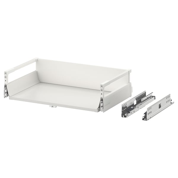 MAXIMERA white drawer on slides, sleek modern design, with built-in dampers for soft close.