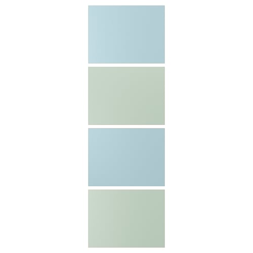 MEHAMN panels: light blue-green sliding doors. Pastel-coloured, fibreboard with paper foil.