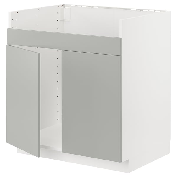 METOD in light grey, modern kitchen unit with handleless design.