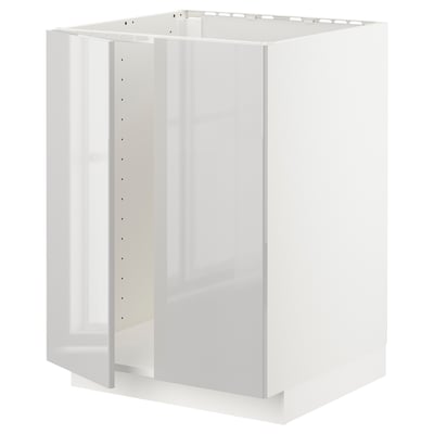 White METOD kitchen cabinet in high gloss finish with modern design and sturdy frame.