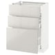 METOD Base cabinet with 3 drawers, white Maximera/Ringhult light grey, 60x37x80 cm