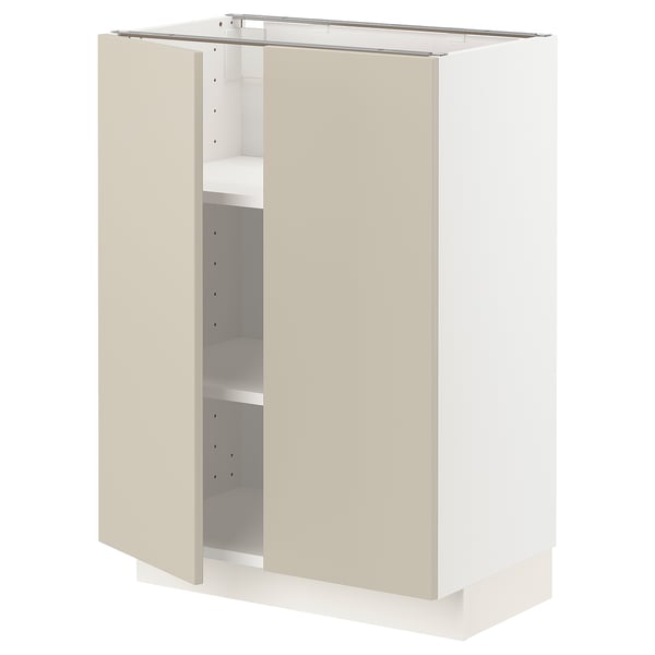 Ikea METOD white & beige kitchen cabinet with adjustable shelves.