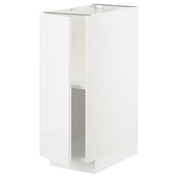 White high gloss modern kitchen cabinet with adjustable shelves.
