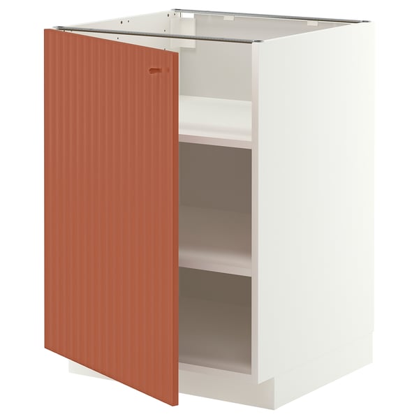 METOD Base cabinet with shelves, white/Terrsjö red-brown wave pattern, 60x60x80 cm