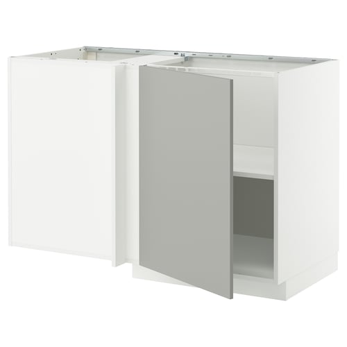 White METOD kitchen unit: modern, l-shape, light grey, wooden, minimalist design.