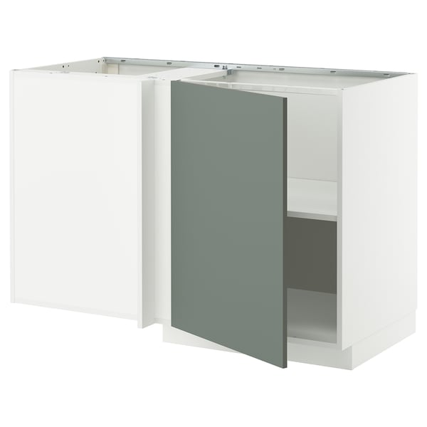 Grey-green ikea METOD kitchen cabinet with smooth, rectangular design.