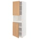 A white METOD kitchen cabinet with wooden doors, one open. This version keeps the essential details and maintains the character count.