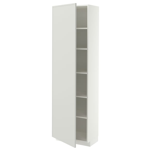 METOD High cabinet with shelves, white/Aspudden light grey, 60x37x200 cm