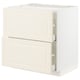 Off-white kitchen cabinet with drawers, traditional design.