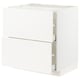 A white METOD kitchen cabinet with smooth veddinge fronts, featuring a robust frame and a high drawer.