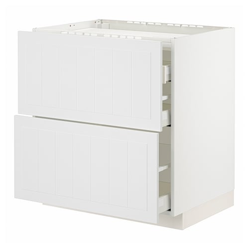 White METOD kitchen cabinet, two drawers, one door, bathroom or kitchen storage.