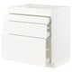 METOD white kitchen unit, sleek design, three drawers.