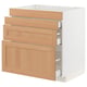 Wooden kitchen drawer set, oak finish, three-level organiser with full-extension drawers, lightweight.