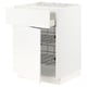 A white METOD kitchen cabinet with wire shelves and a full-extension drawer.