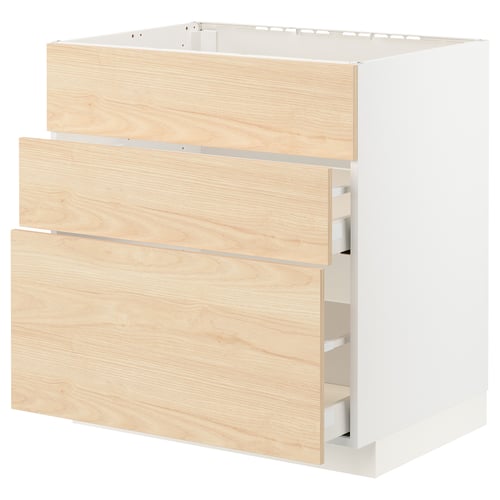 METOD kitchen cabinet with light ash drawers, modern design.