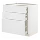 METOD white kitchen cabinet with three drawers, crafted look, sturdy, self-closing drawers.