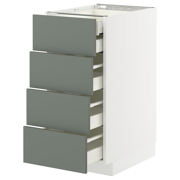 Modern grey-green kitchen unit with four drawers.