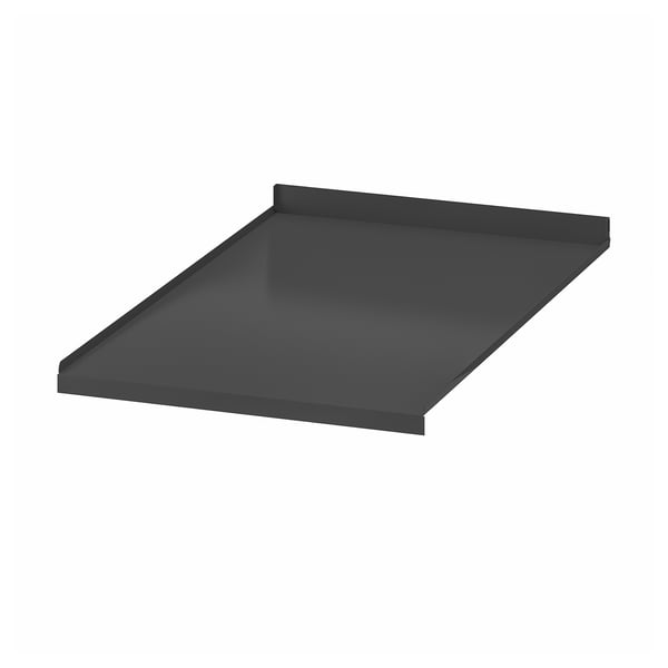 Solid black rectangular shelf made from polypropylene & pet plastic, simple and sleek design.
