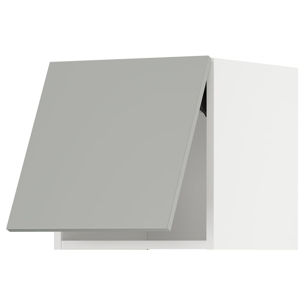 A modern light grey METOD kitchen cabinet. Its rectangular with sleek, clean lines and a minimalist design.