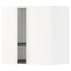 White wall-mounted storage unit, tall and slim, part of the METOD kitchen system, featuring snap-on hinges and adjustable shelves.