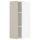 Open beige kitchen cabinet, modern design, smooth finish.