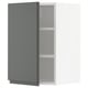 Modern grey cabinet from IKEAs METOD line, featuring sleek dark grey doors with integrated handles, and adjustable shelves.