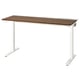 MITTZON adjustable desk, white with walnut top, rectangular shape, sleek design.