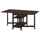 NÄSINGE dark brown folding dining table, wooden, rectangular, with storage, adjustable leaves.