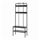 NIPÅSEN: black metal coat rack with bench & hooks for entryway organisation.