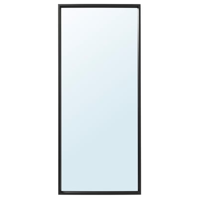 NISSEDAL black-framed rectangular mirror, timeless design fits any room, hangs vertically or horizontally.