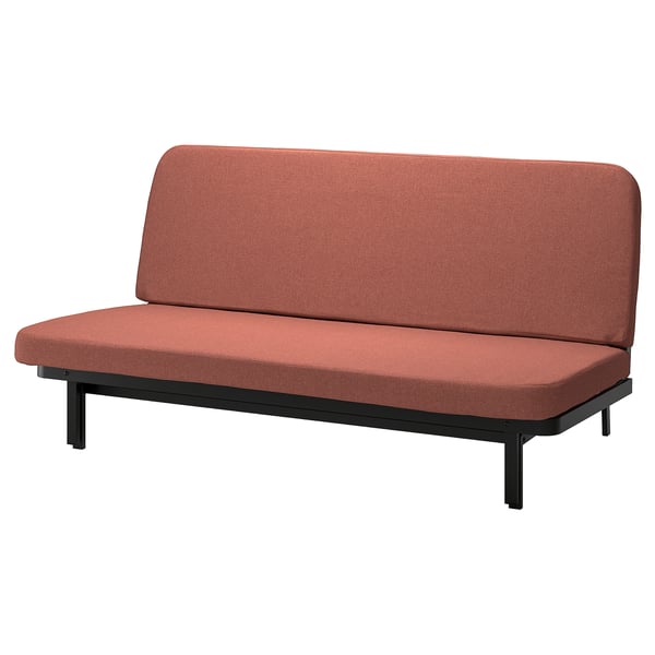 NYHAMN sofa bed, red, steel frame, modern design, converts easily.