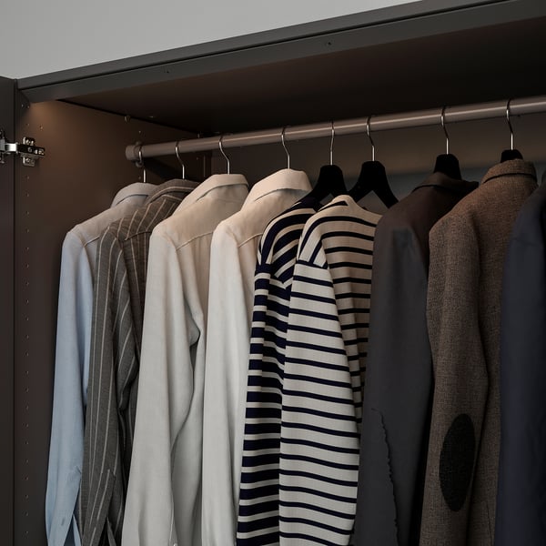 Closet with clothes, led lights.
