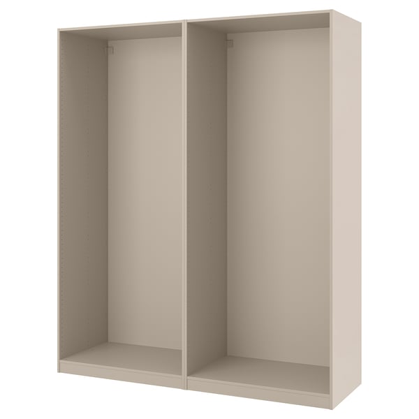 Beige PAX wardrobe frame, modern, ready to assemble.
