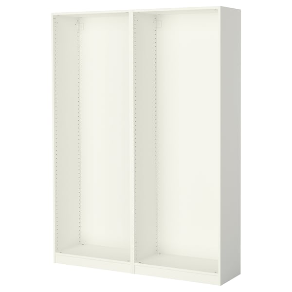 PAX wardrobe frame: white, rectangular, modular, empty.