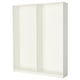 White PAX wardrobe frame, minimalist design, adjustable feet, no handles.