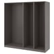 Dark grey PAX wardrobe frame, modern, 3 open compartments.