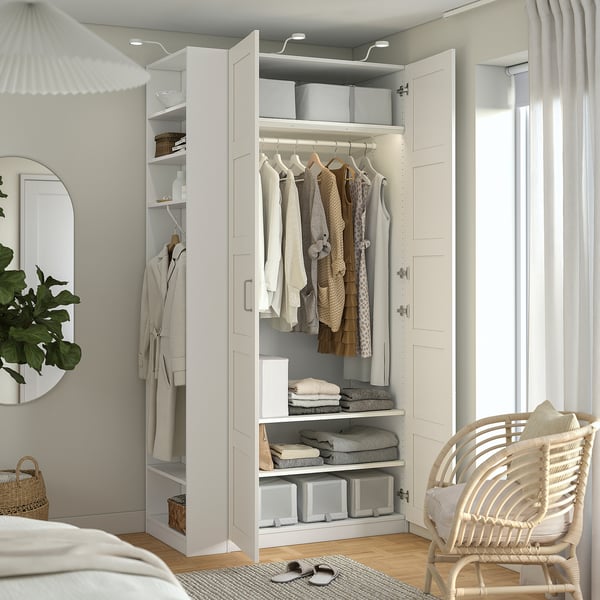 PAX / BERGSBO Wardrobe combination, white white/white, 120x60x236 cm