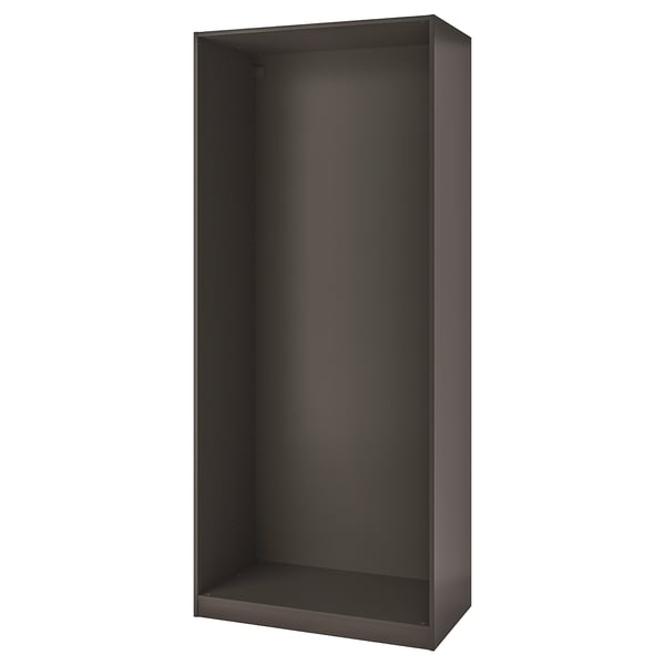 Photo: dark grey PAX wardrobe frame, rectangular shape, smooth finish.