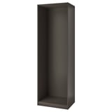 Black PAX wardrobe frame, rectangular, sleek design.