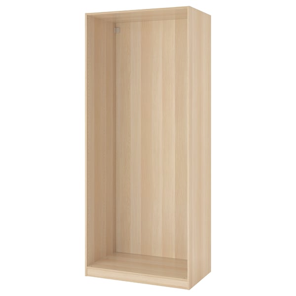PAX wardrobe frame. Light wood, rectangular, minimalist design.