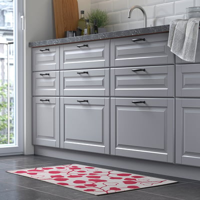 PERSIKOTRÄD Rug, flatwoven, pink/leaf pattern, 60x90 cm