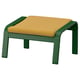 Green wood and yellow cushion footstool. Simple, angled design.