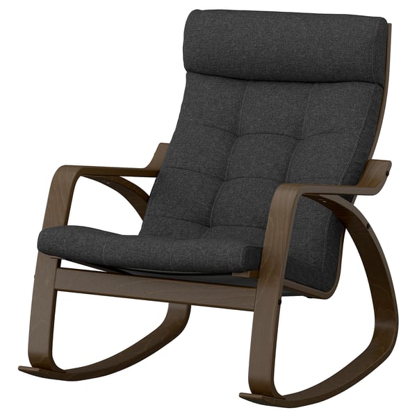 POÄNG Rocking-chair, walnut effect/Gunnared dark grey