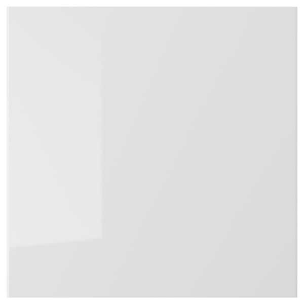 RINGHULT modern grey kitchen cabinet, glossy finish, square, easy to clean.