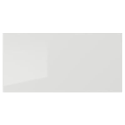 RINGHULT kitchen drawer front, grey, glossy, rectangular, modern design, easy to clean.