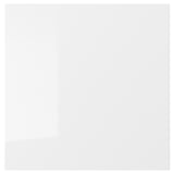 White glossy RINGHULT drawer front, sleek and modern, made from fiberboard with durable, stain-resistant melamine foil.