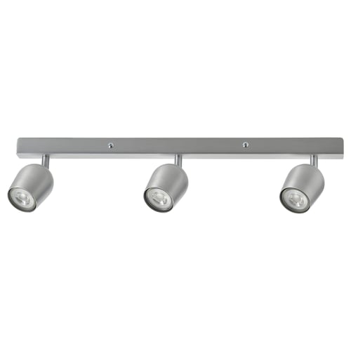 A silver RÖKFRI ceiling spotlight with three adjustable lights.