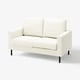 SALTSJÖBADEN cream loveseat, modern minimalist design, sleek white upholstery, sturdy black legs.