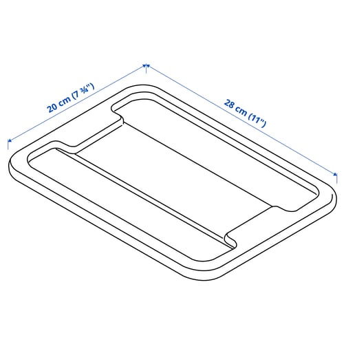 Illustration with measurements for the product: SAMLA.
