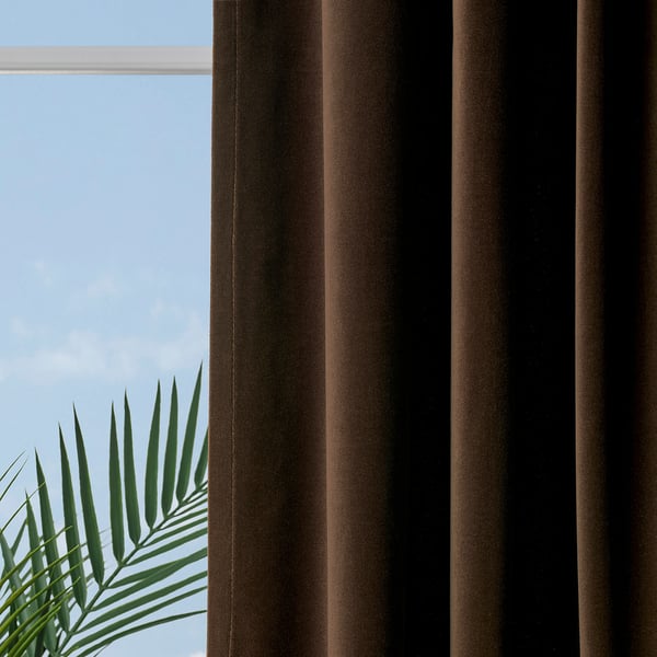 SANELA Curtains, 1 pair, dark brown/with eyelets, 140x250 cm